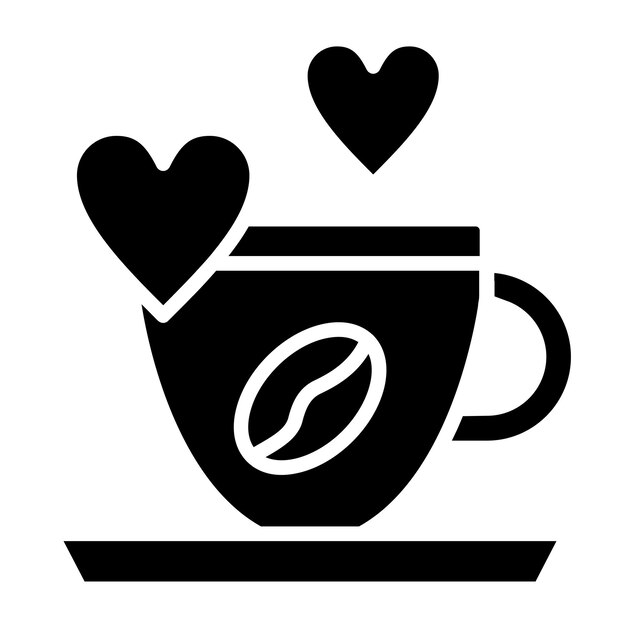 Estilo de ilustración del vector del corazón del café