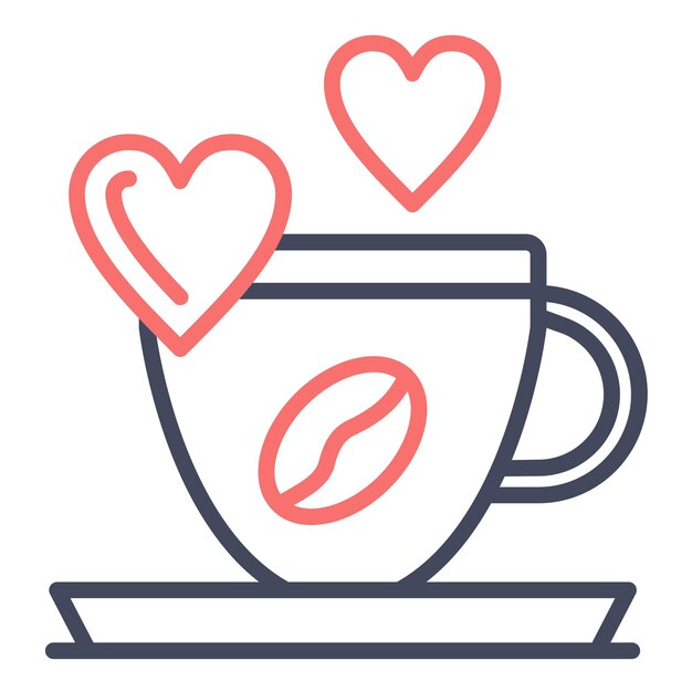 Estilo de ilustración del vector del corazón del café