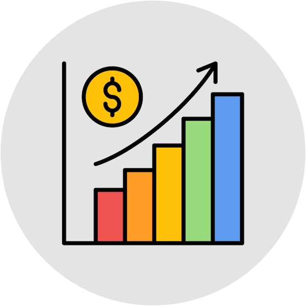 Estilo de ilustración del vector de crecimiento de la economía