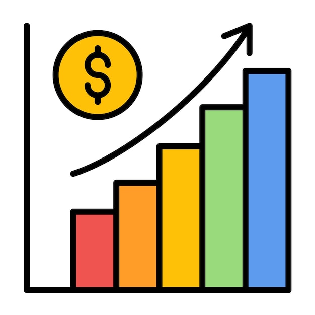 Estilo de ilustración del vector de crecimiento de la economía