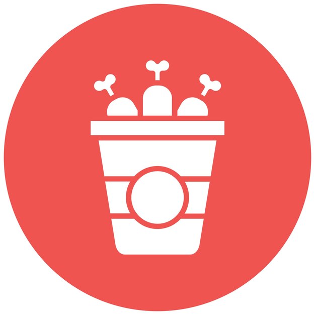 Estilo de ilustración del vector del cubo de pollo