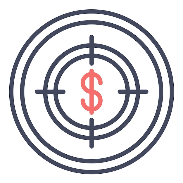Estilo de la ilustración del vector de dinero objetivo