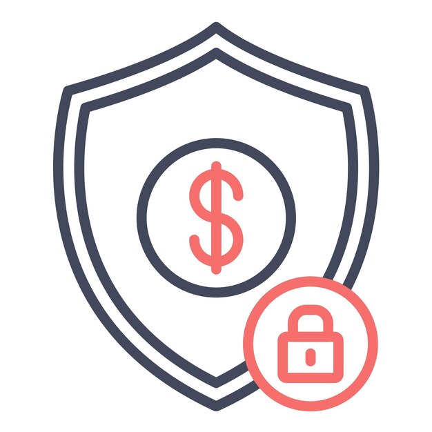 Estilo de la ilustración del vector de dinero de seguridad