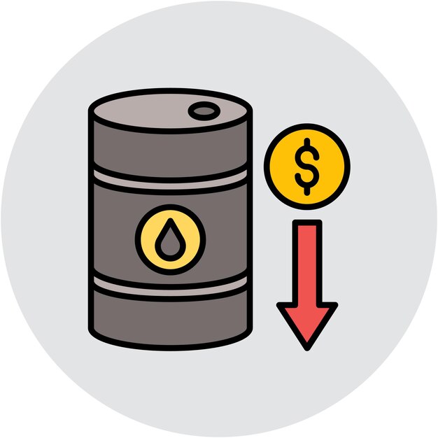 Estilo de ilustración del vector de disminución del precio del petróleo