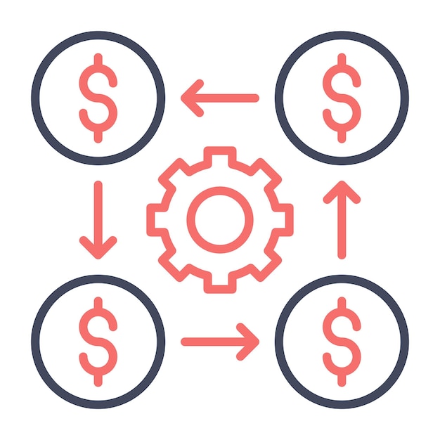 Estilo de ilustración del vector de distribución de efectivo