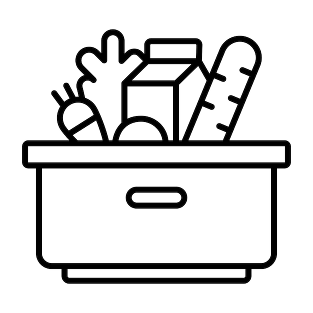 Estilo de ilustración del vector de donación de alimentos