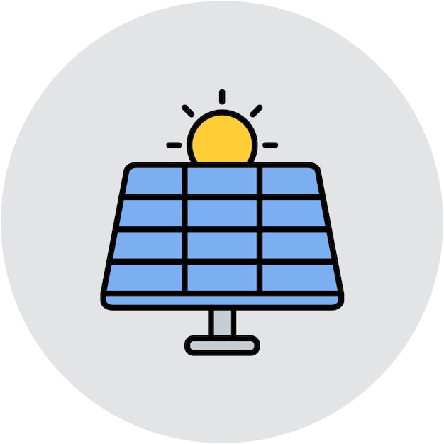 Estilo de ilustración del vector de energía solar