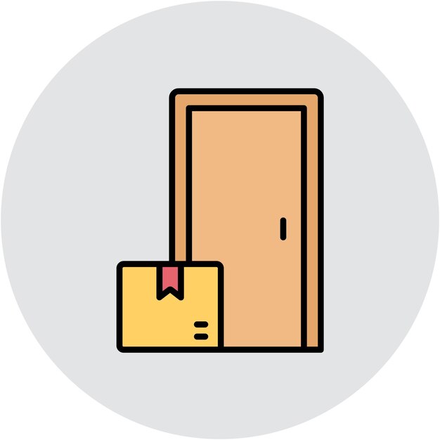 Estilo de ilustración del vector de entrega de la puerta