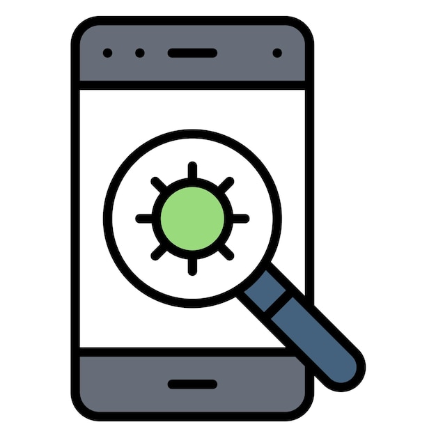 Estilo de la ilustración del vector de escaneo de virus