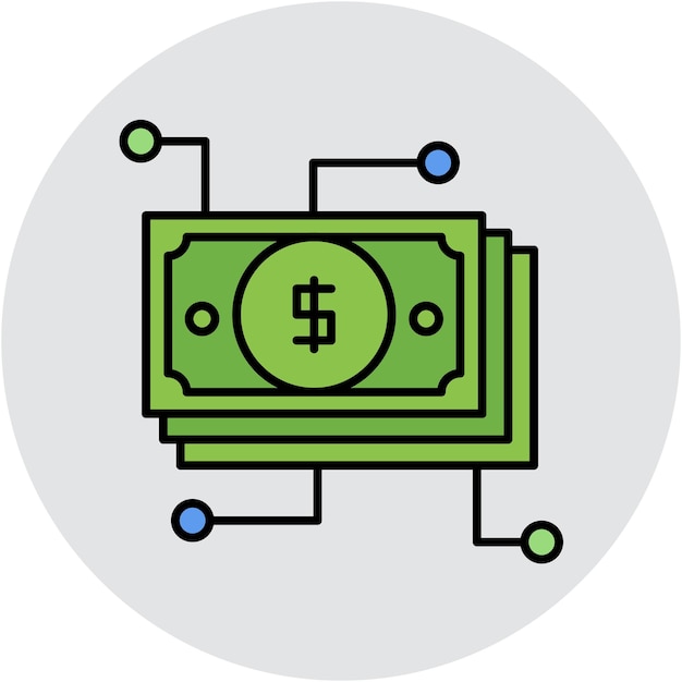 Estilo de ilustración del vector de flujo de dinero