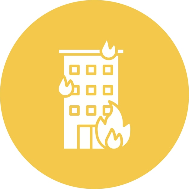 Estilo de ilustración del vector de fuego del edificio