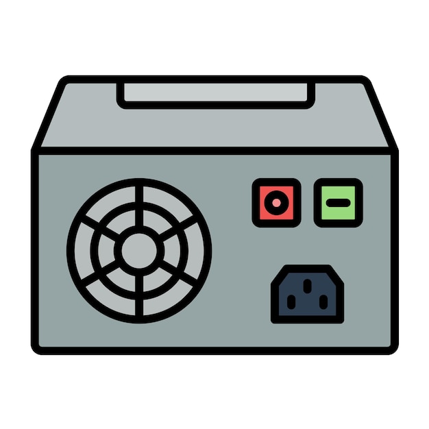 Estilo de ilustración del vector de la fuente de alimentación