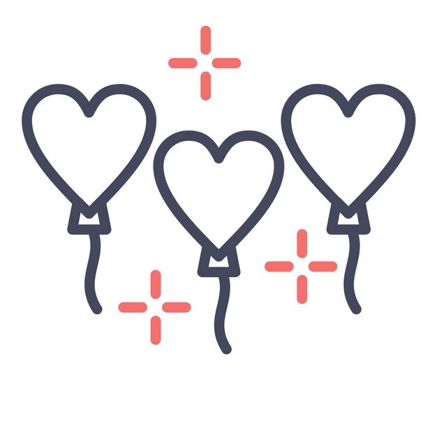 Estilo de ilustración del vector del globo del corazón