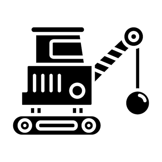 Estilo de ilustración del vector de la grúa de demolición