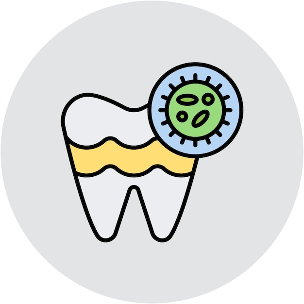 Estilo de la ilustración del vector de la infección dental