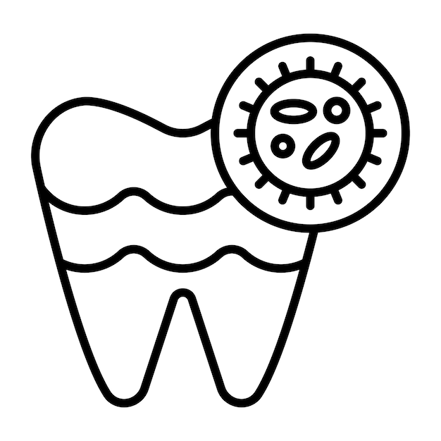 Estilo de la ilustración del vector de la infección dental