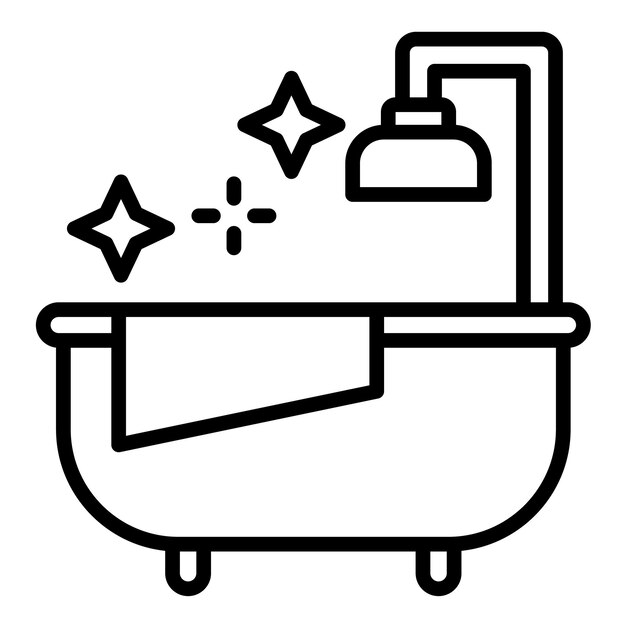 Estilo de la ilustración del vector de limpieza de la bañera