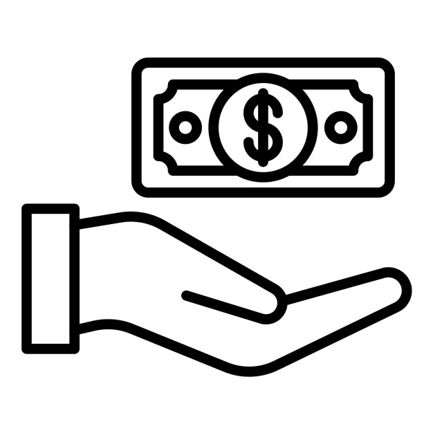 Estilo de la ilustración del vector de pago en efectivo