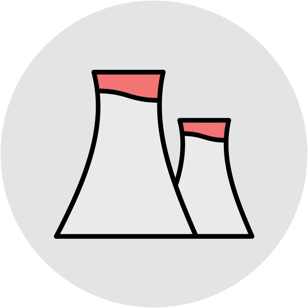 Estilo de ilustración del vector de la planta nuclear