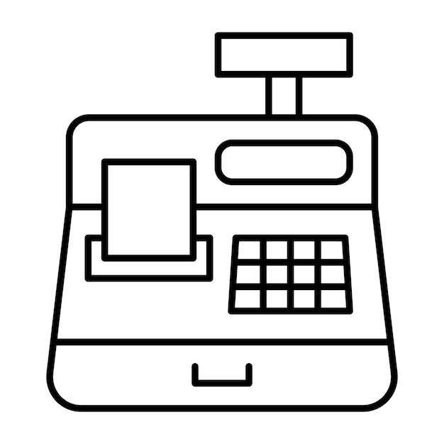 Estilo de ilustración del vector del registro de efectivo