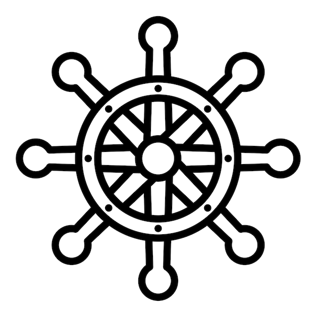 Estilo de ilustración del vector de la rueda del barco