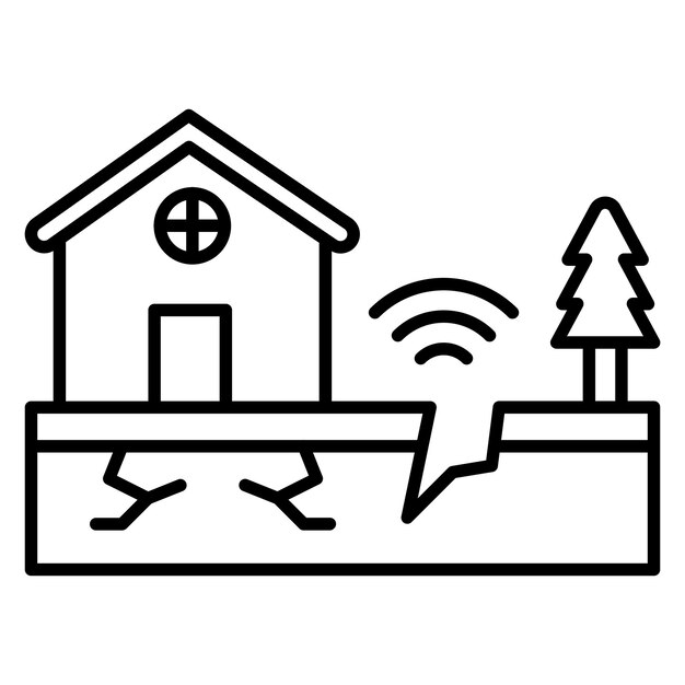 Estilo de ilustración del vector del terremoto