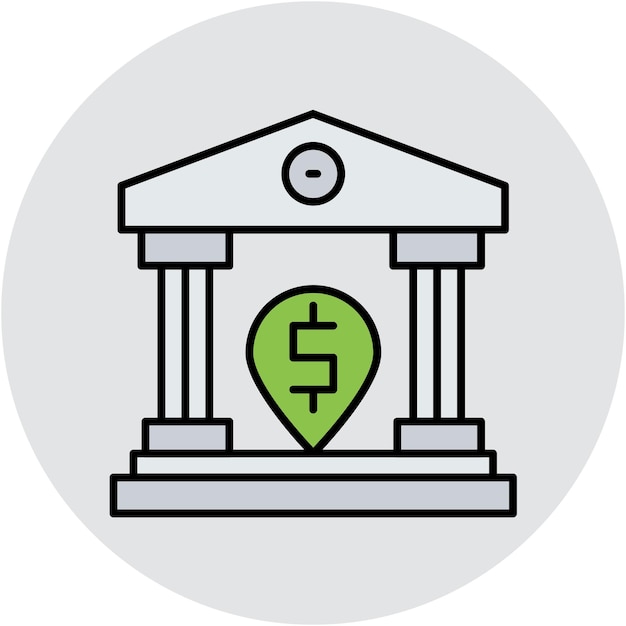 Estilo de ilustración del vector de ubicación del banco