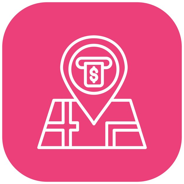 Estilo de ilustración del vector de ubicación del cajero automático