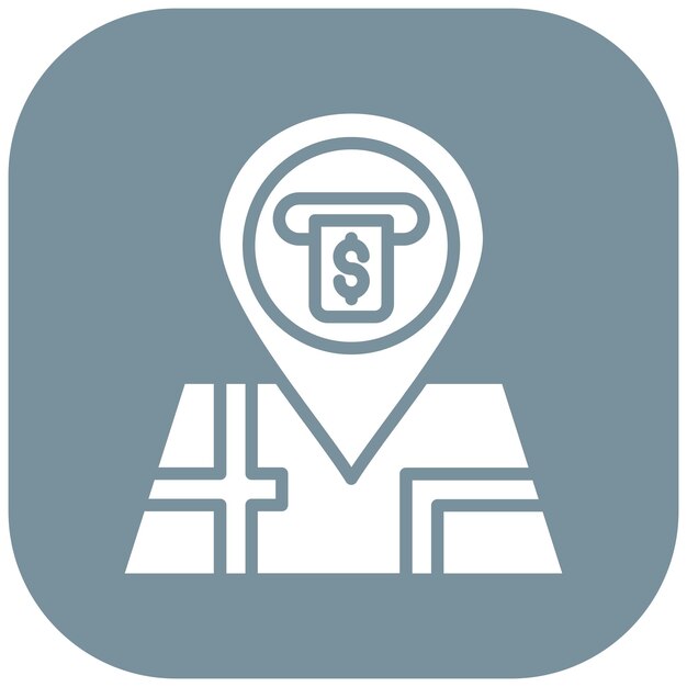 Estilo de ilustración del vector de ubicación del cajero automático
