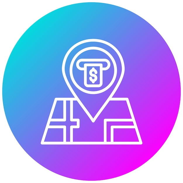 Estilo de ilustración del vector de ubicación del cajero automático