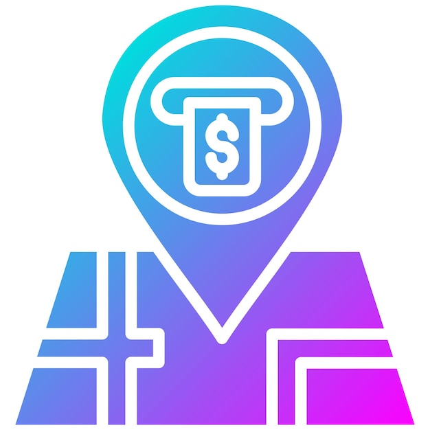 Estilo de ilustración del vector de ubicación del cajero automático