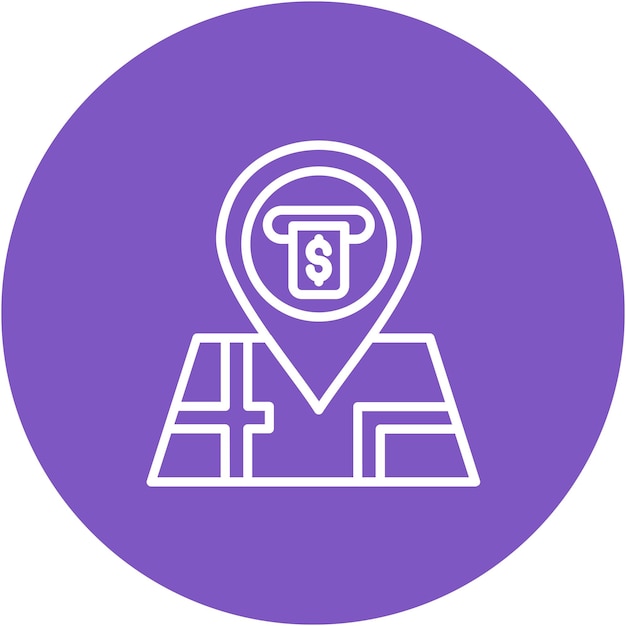 Estilo de ilustración del vector de ubicación del cajero automático
