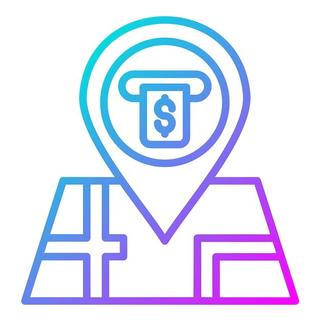 Estilo de ilustración del vector de ubicación del cajero automático