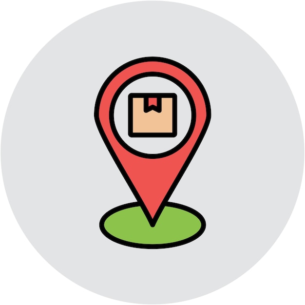Estilo de ilustración del vector de ubicación de entrega