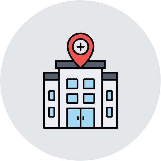Estilo de ilustración del vector de ubicación del hospital