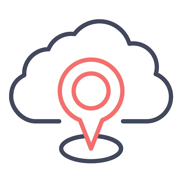 Estilo de ilustración del vector de ubicación de la nube