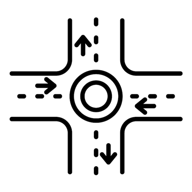 Estilo de ilustración de vectores de intersección de cuatro vías