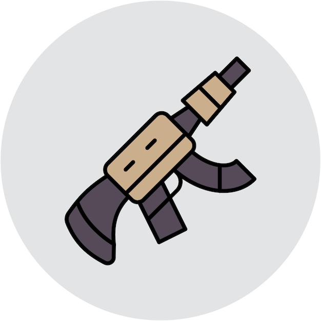 Estilo de ilustración vectorial del arma del ejército