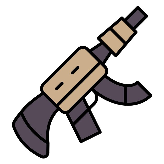 Estilo de ilustración vectorial del arma del ejército