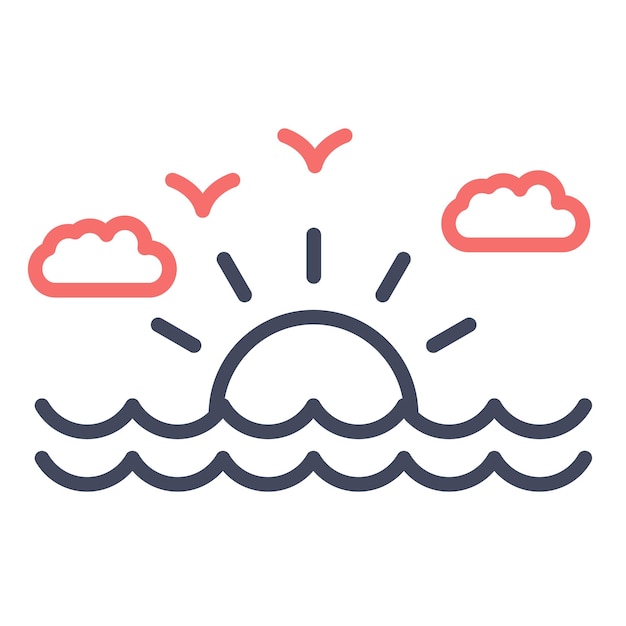 Estilo de ilustración vectorial del atardecer
