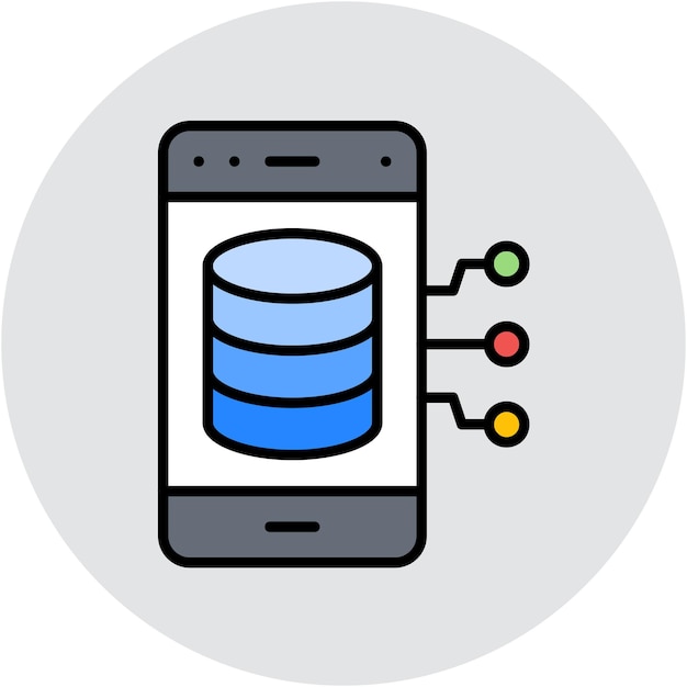 Vector estilo de ilustración vectorial de la base de datos de teléfonos inteligentes