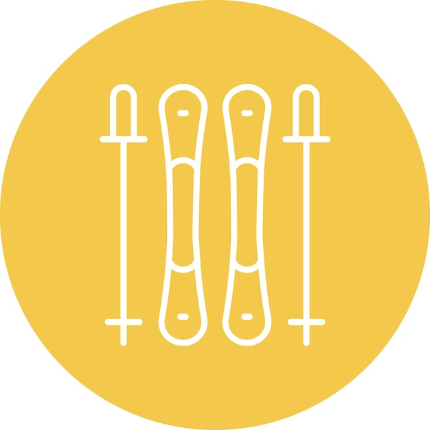 Estilo de ilustración vectorial de los bastones de esquí