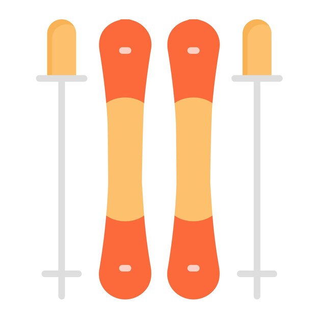 Estilo de ilustración vectorial de los bastones de esquí