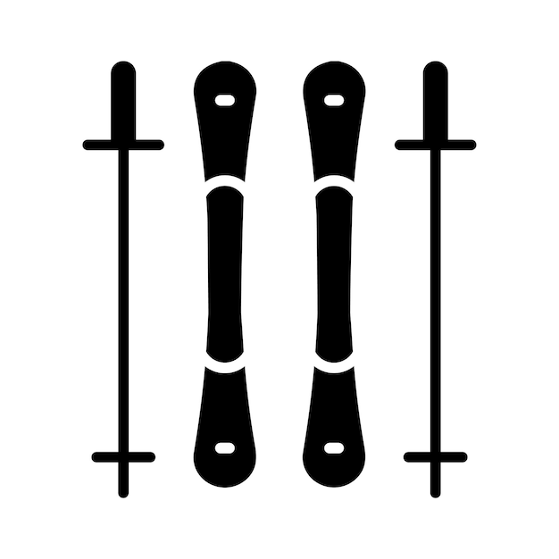 Estilo de ilustración vectorial de los bastones de esquí