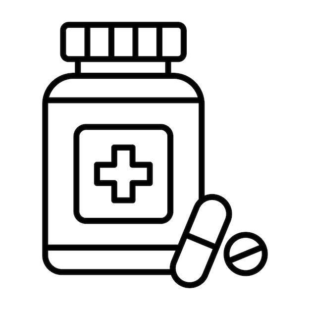 Estilo de ilustración vectorial de la botella de pastillas