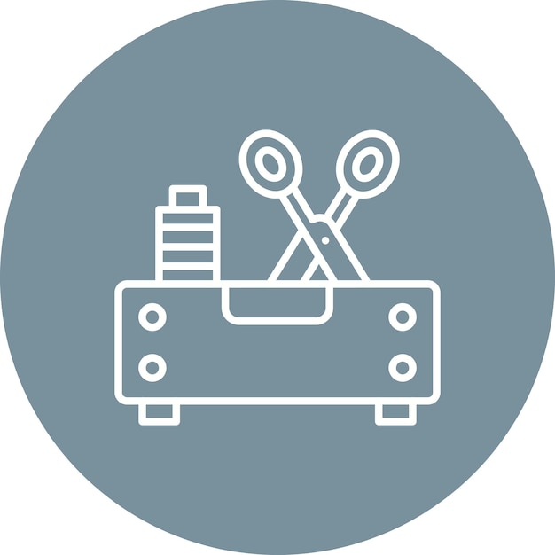 Estilo de la ilustración vectorial de la caja de costura