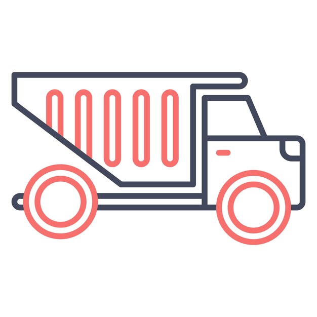 Estilo de la ilustración vectorial del camión de descarga