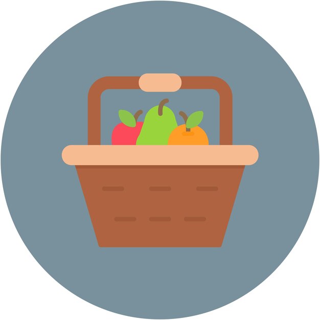 Estilo de ilustración vectorial de la canasta de frutas