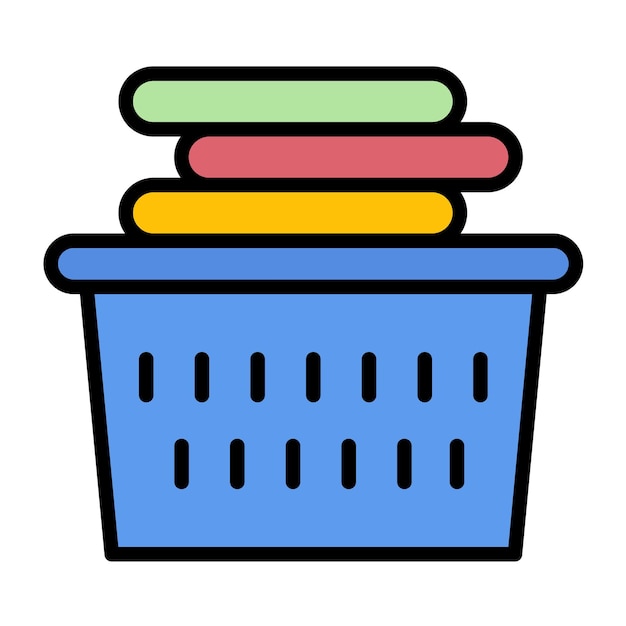 Estilo de ilustración vectorial de la canasta de la ropa