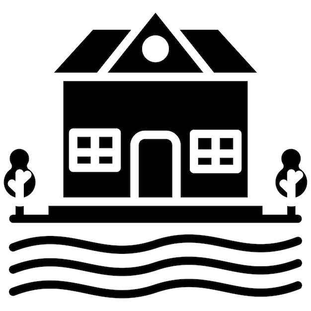 Estilo de ilustración vectorial de la casa del río